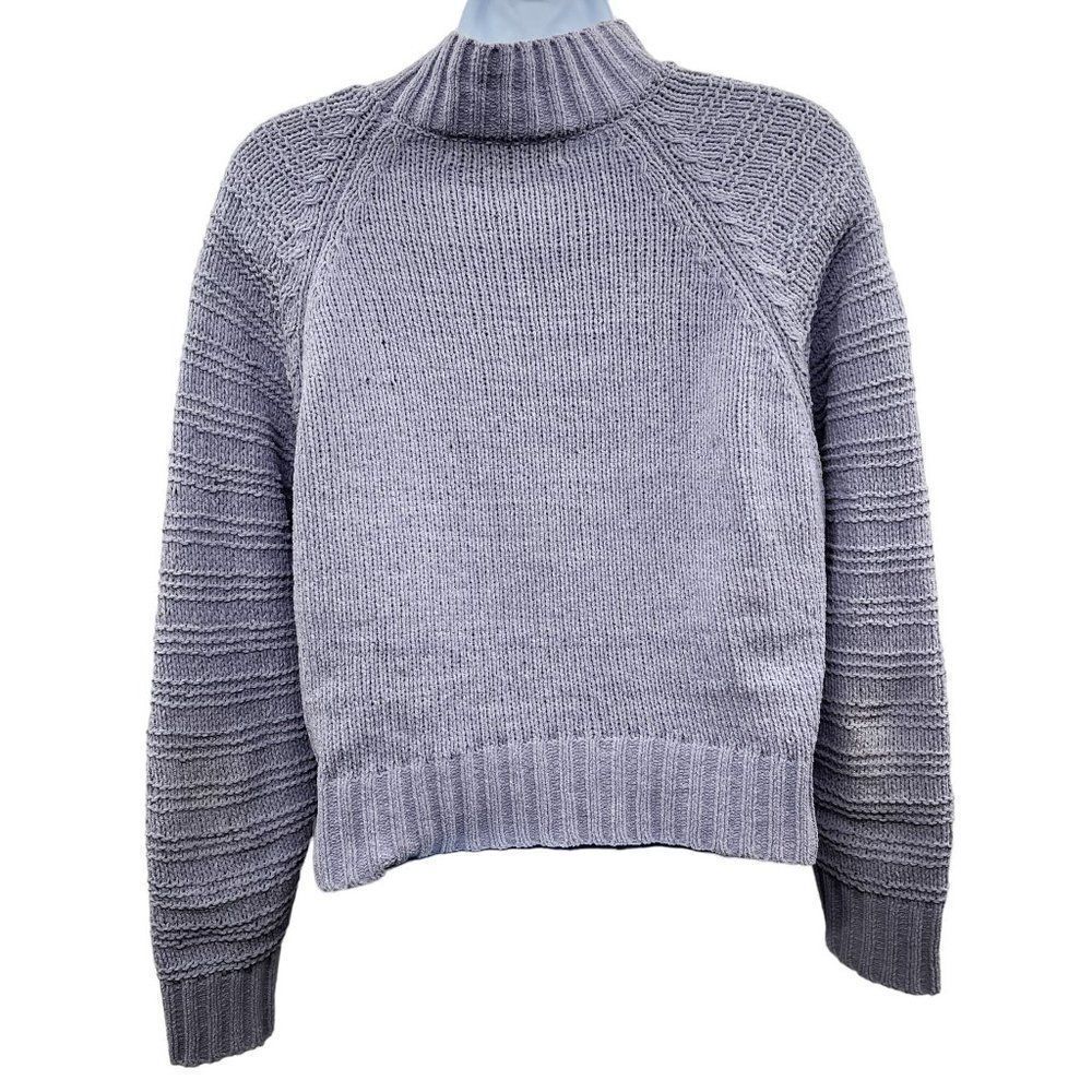 Generation K Mock Neck Cropped Long Sleeve Mock Neck Knit Sweater Top Lavender - Picture 3 of 7